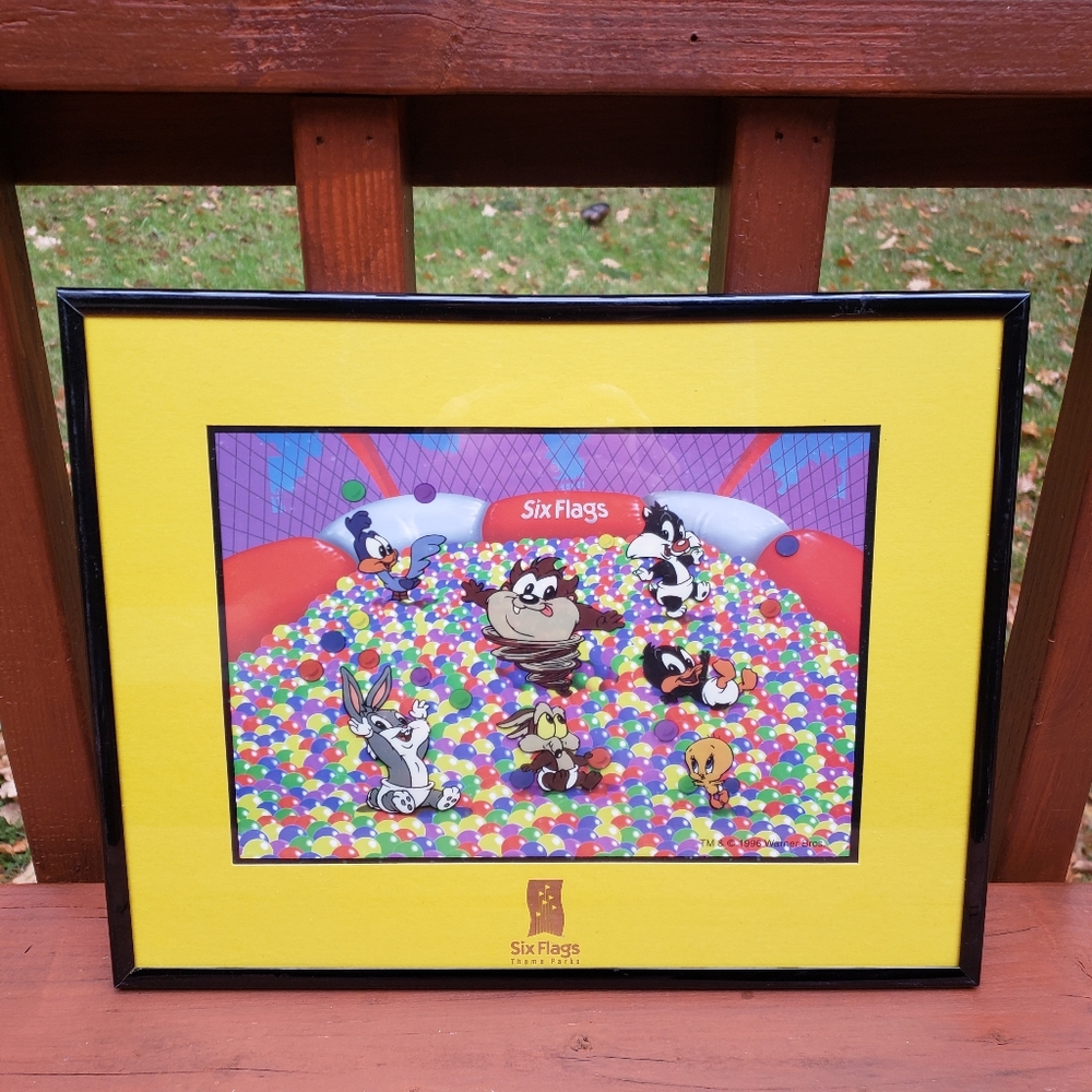 1996 Six Flags Looney Tunes 'Busy Babies' SILLY-CEL Framed Picture
